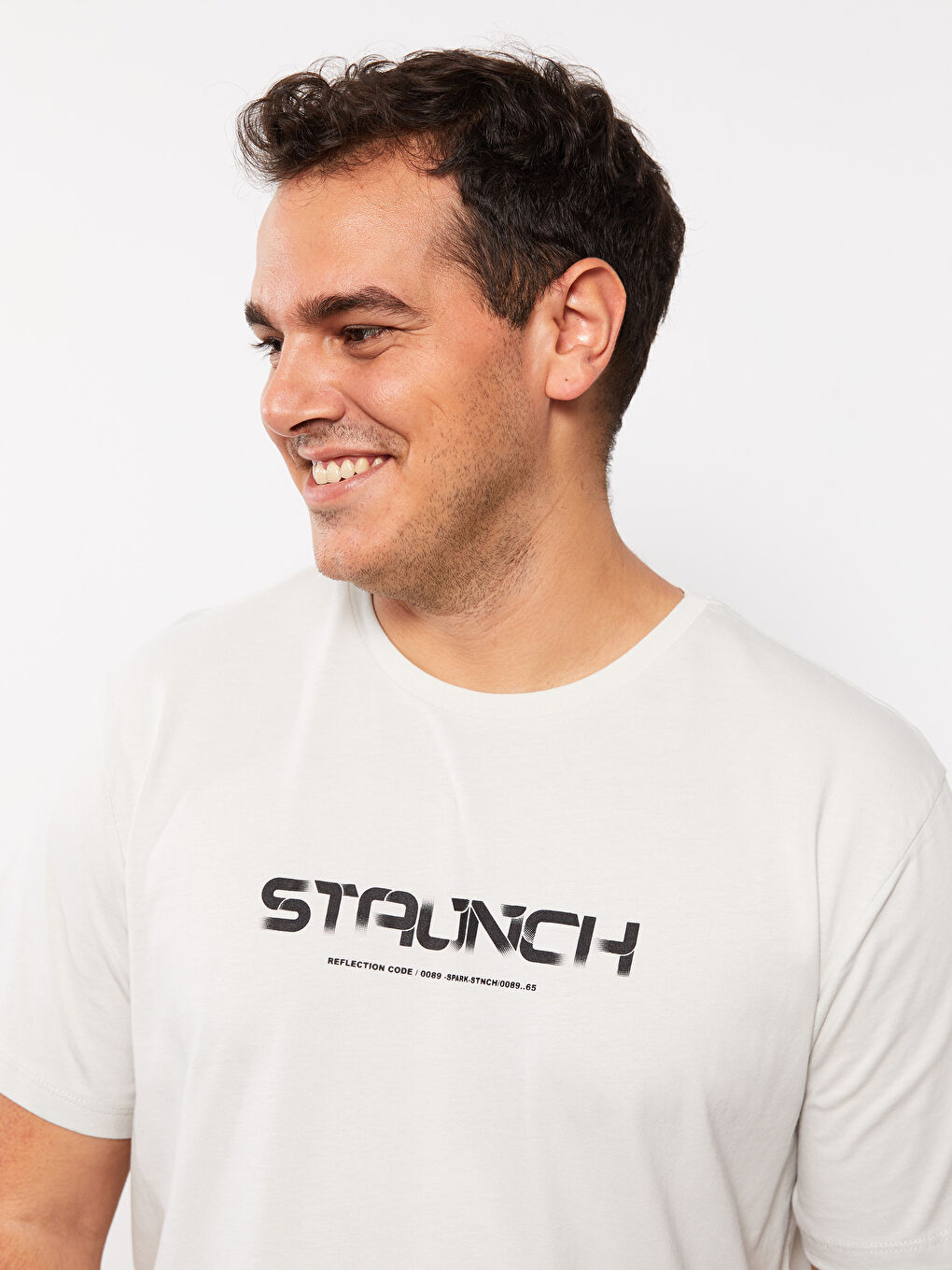 Gri Bisiklet Yaka Kısa Kollu Baskılı Penye Büyük Beden Erkek Tişört-4