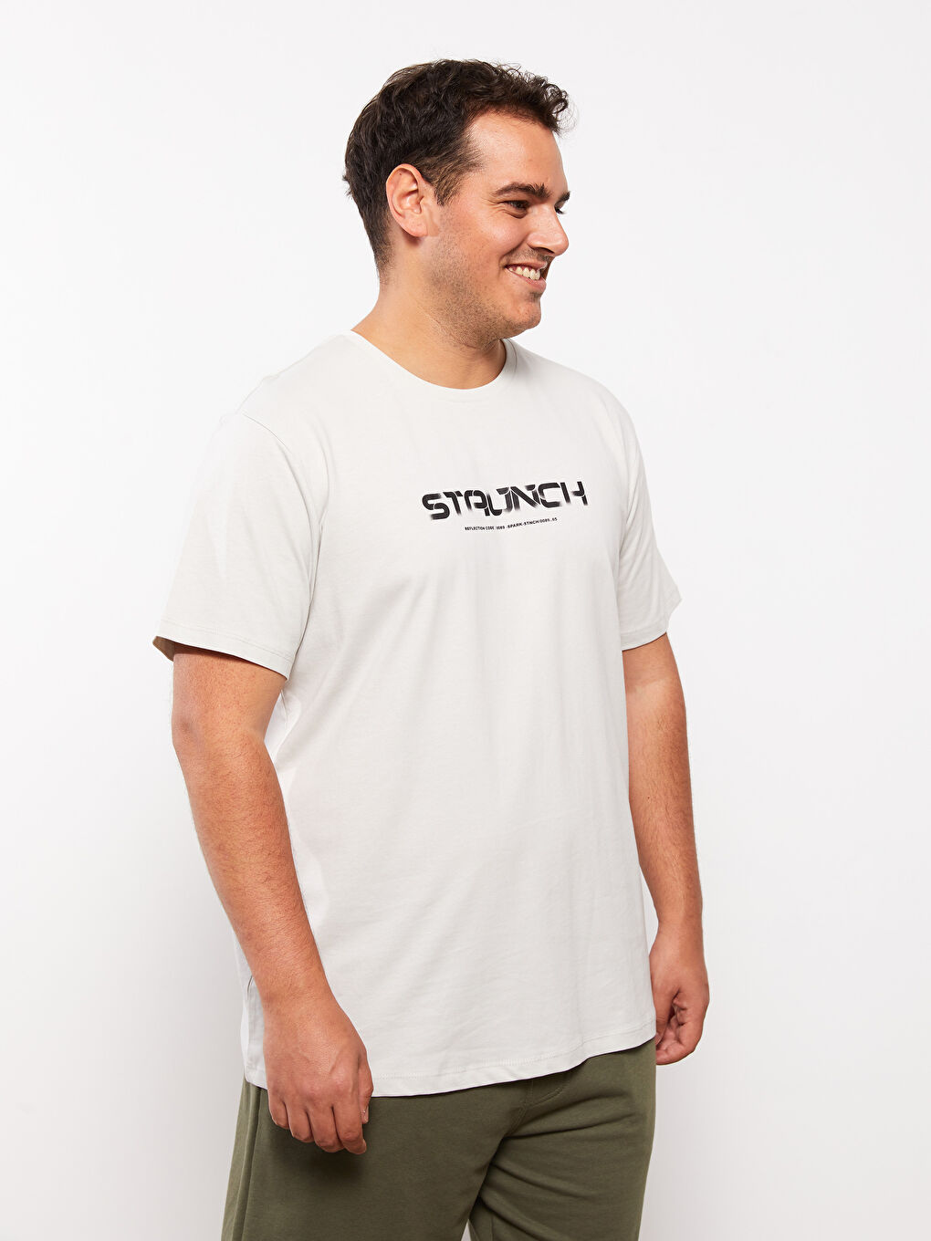 Gri Bisiklet Yaka Kısa Kollu Baskılı Penye Büyük Beden Erkek Tişört-5