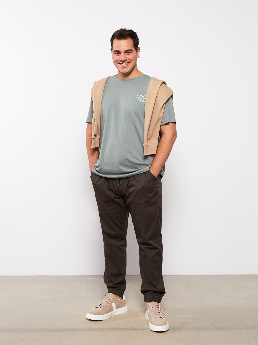 Yeşil Bisiklet Yaka Kısa Kollu Baskılı Penye Büyük Beden Erkek Tişört-4