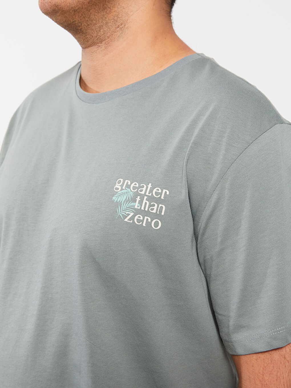 Yeşil Bisiklet Yaka Kısa Kollu Baskılı Penye Büyük Beden Erkek Tişört-5