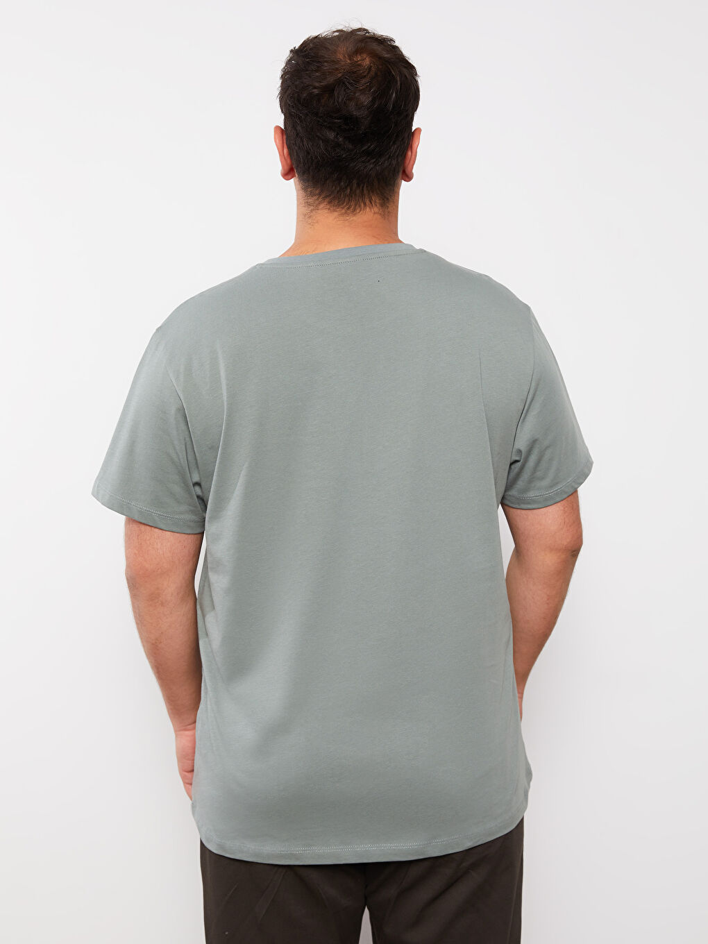 Yeşil Bisiklet Yaka Kısa Kollu Baskılı Penye Büyük Beden Erkek Tişört-6