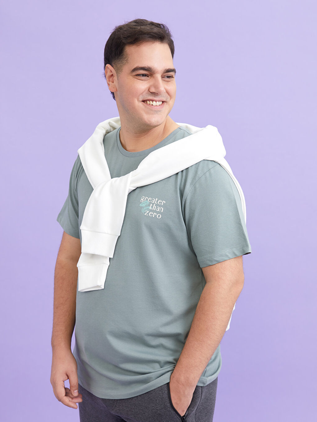 Yeşil Bisiklet Yaka Kısa Kollu Baskılı Penye Büyük Beden Erkek Tişört