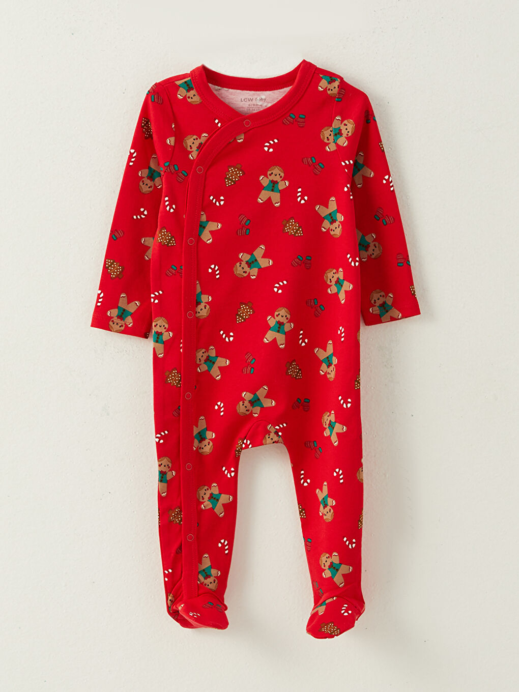 طقم خروج مستشفى للأولاد الرضع بطابع الكريسماس بياقة دائرية وكم طويل-2