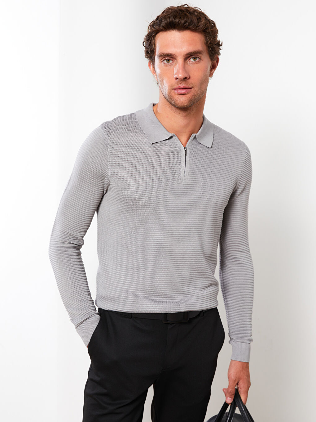 SOUTHBLUE Polo Yaka Uzun Kollu Erkek Triko Kazak -W2CF96Z8-GDU