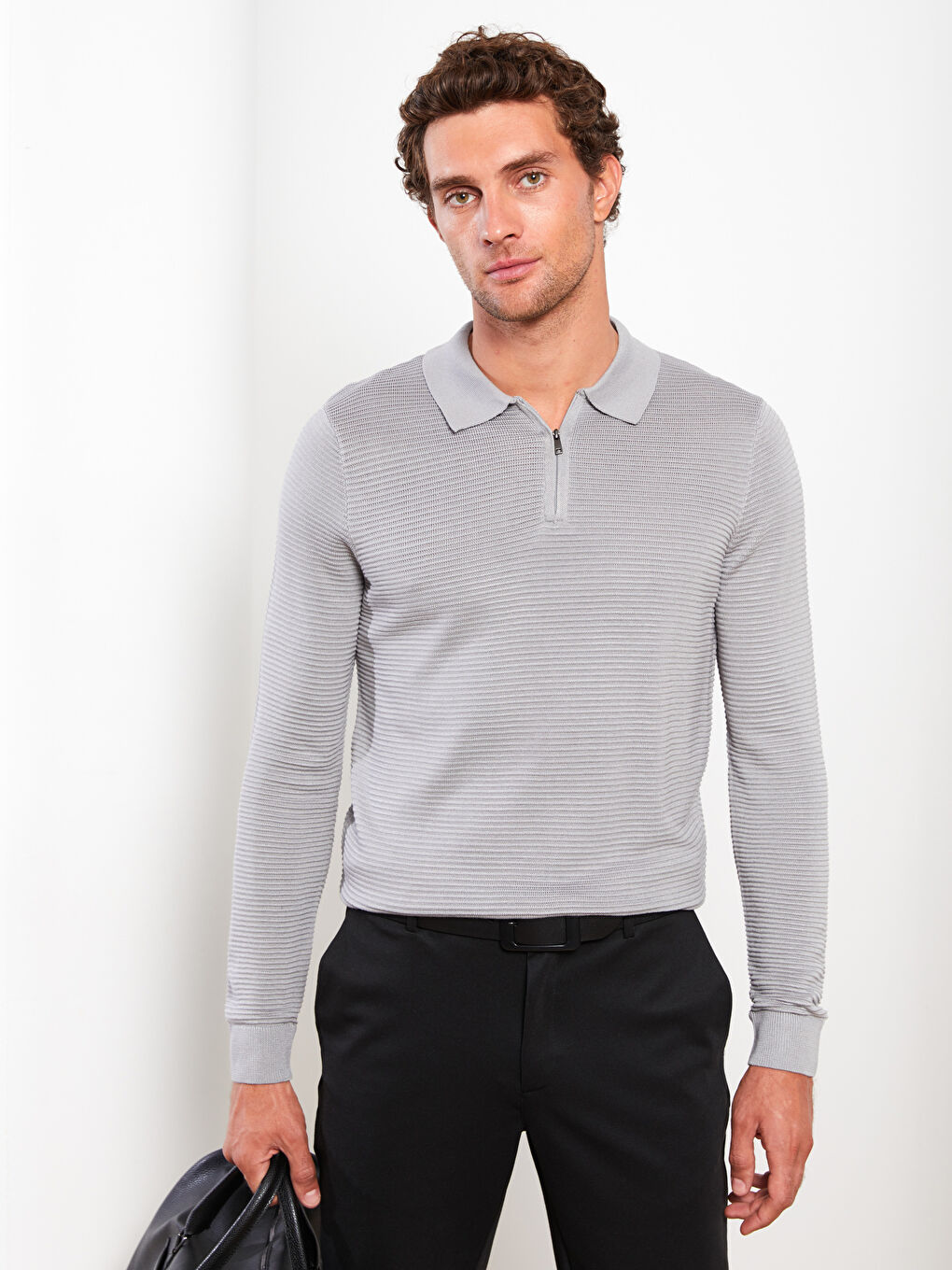 SOUTHBLUE Polo Yaka Uzun Kollu Erkek Triko Kazak -W2CF96Z8-GDU