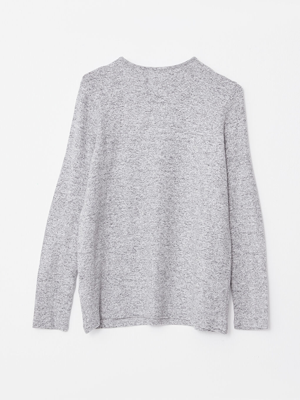 Gri Bisiklet Yaka Baskılı Uzun Kollu Kadın Tişört-6