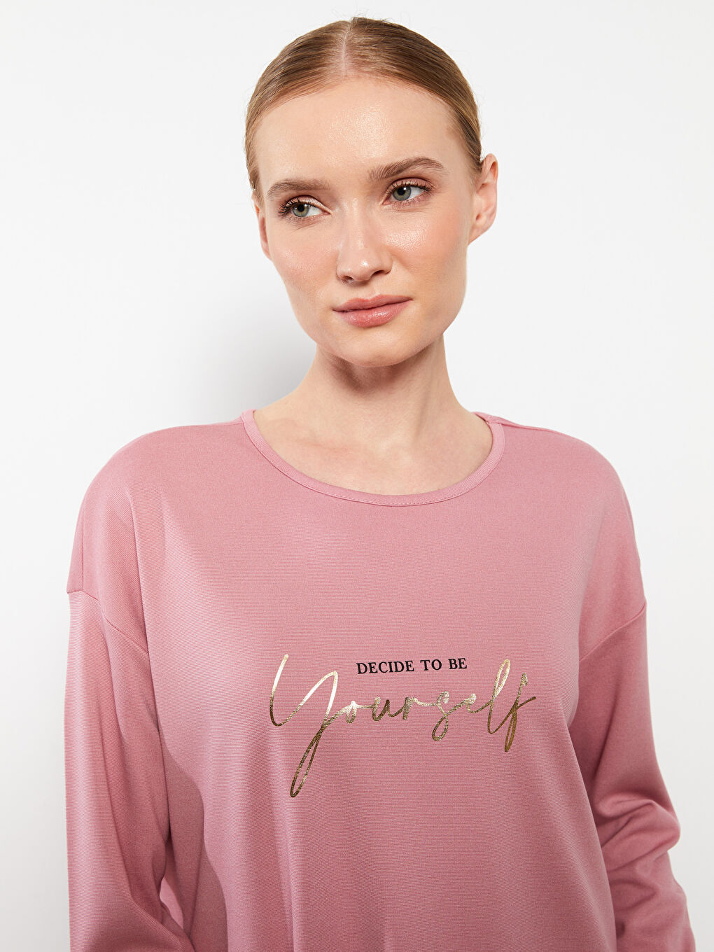 Crew Neck Printed Long Sleeve Women's Tunic-1