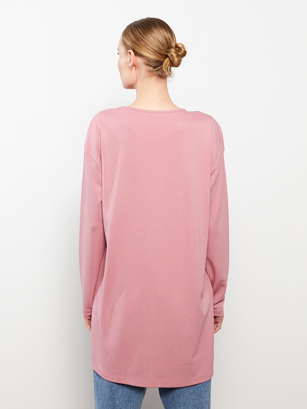 Crew Neck Printed Long Sleeve Women's Tunic-4