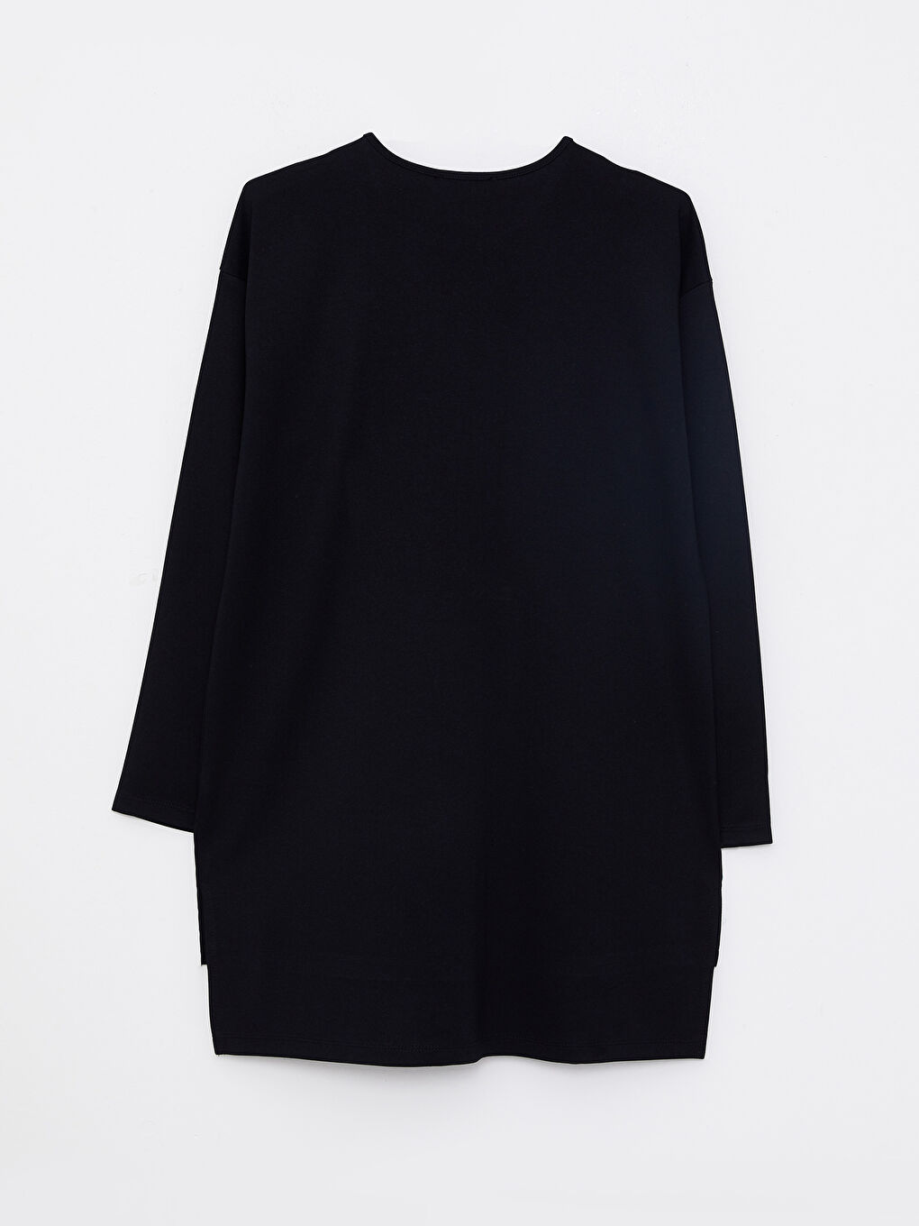 Siyah Bisiklet Yaka Baskılı Uzun Kollu Kadın Tişört-6