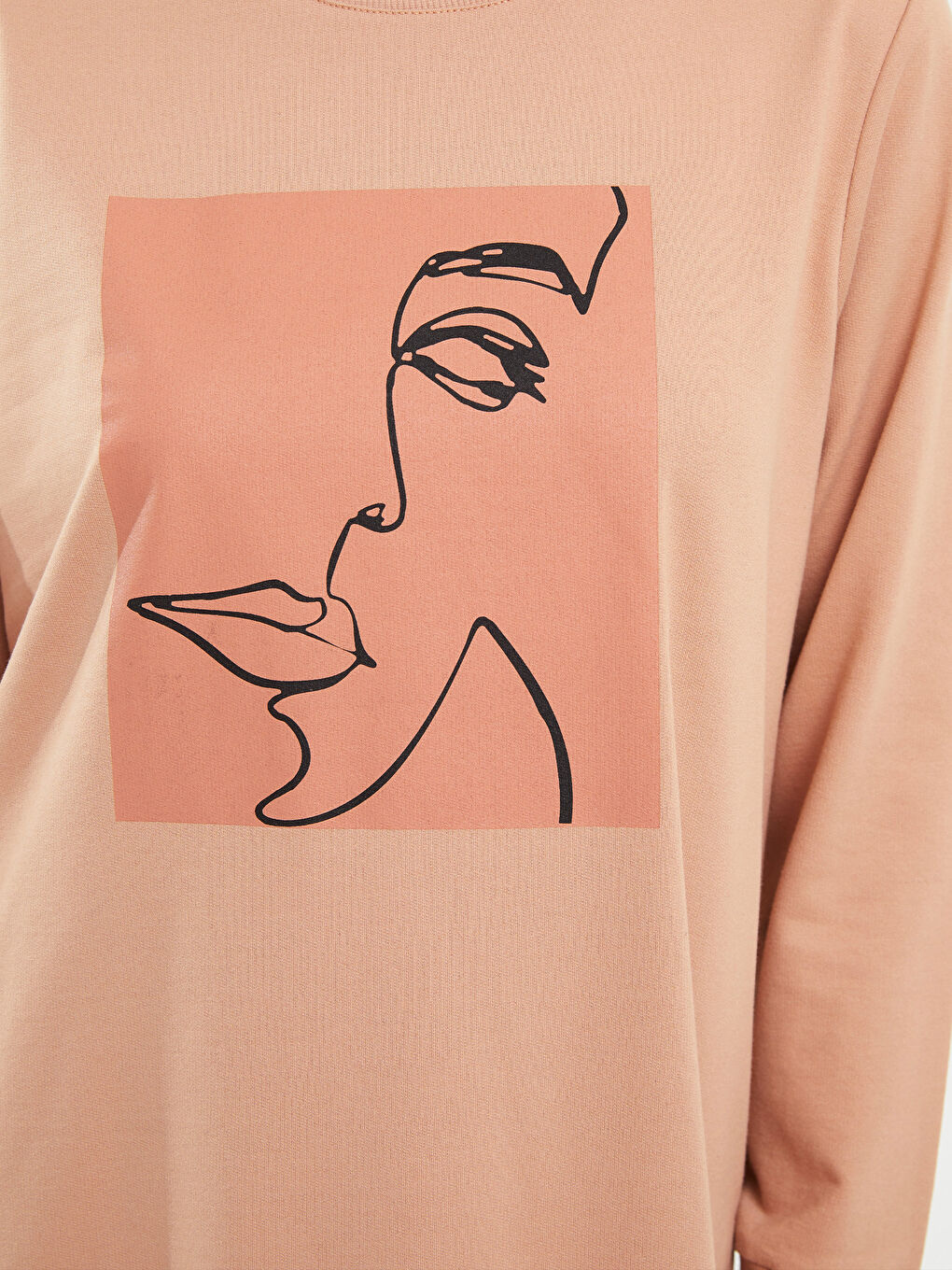 Crew Neck Printed Long Sleeve Women's Sweatshirt Tunic-2