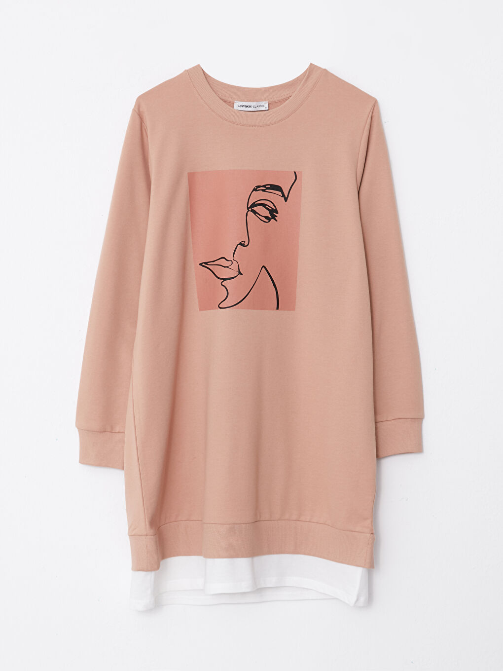 Crew Neck Printed Long Sleeve Women's Sweatshirt Tunic-4