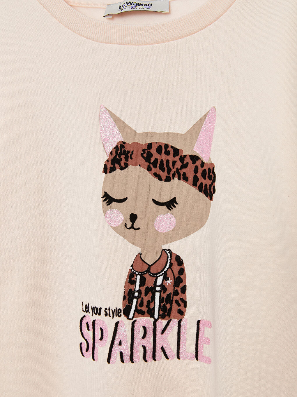 Қыздарға арналған ұзын жеңді принтті дөңгелек жағалы свитшот-2