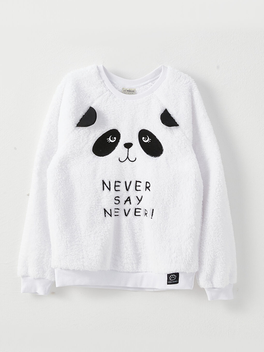 LCW Kids Crew Neck Embroidered Long Sleeve Plush Girl Sweatshirt -W2CG37Z4-R9K