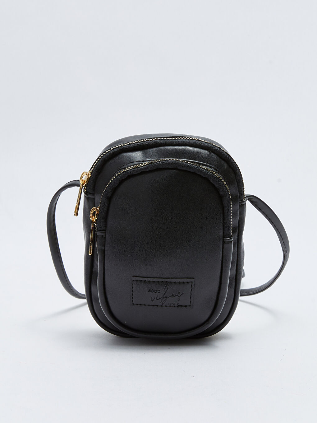 Siyah Deri Görünümlü Kadın Omuz Çantası-4