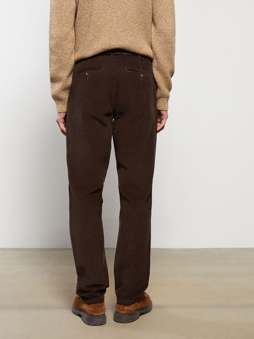 Standardni kroj somotne chino pantalone za muškarce-4