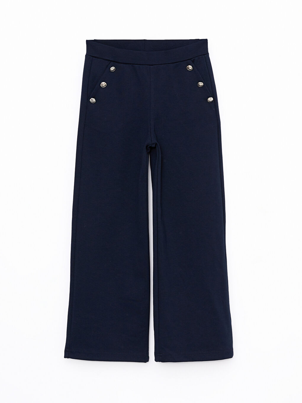 بنطلون بنات بخصر مطاطي واسع من الأسفل سادة-3