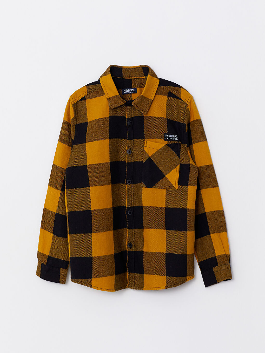 Sarı Ekose Uzun Kollu Gabardin Erkek Çocuk Gömlek