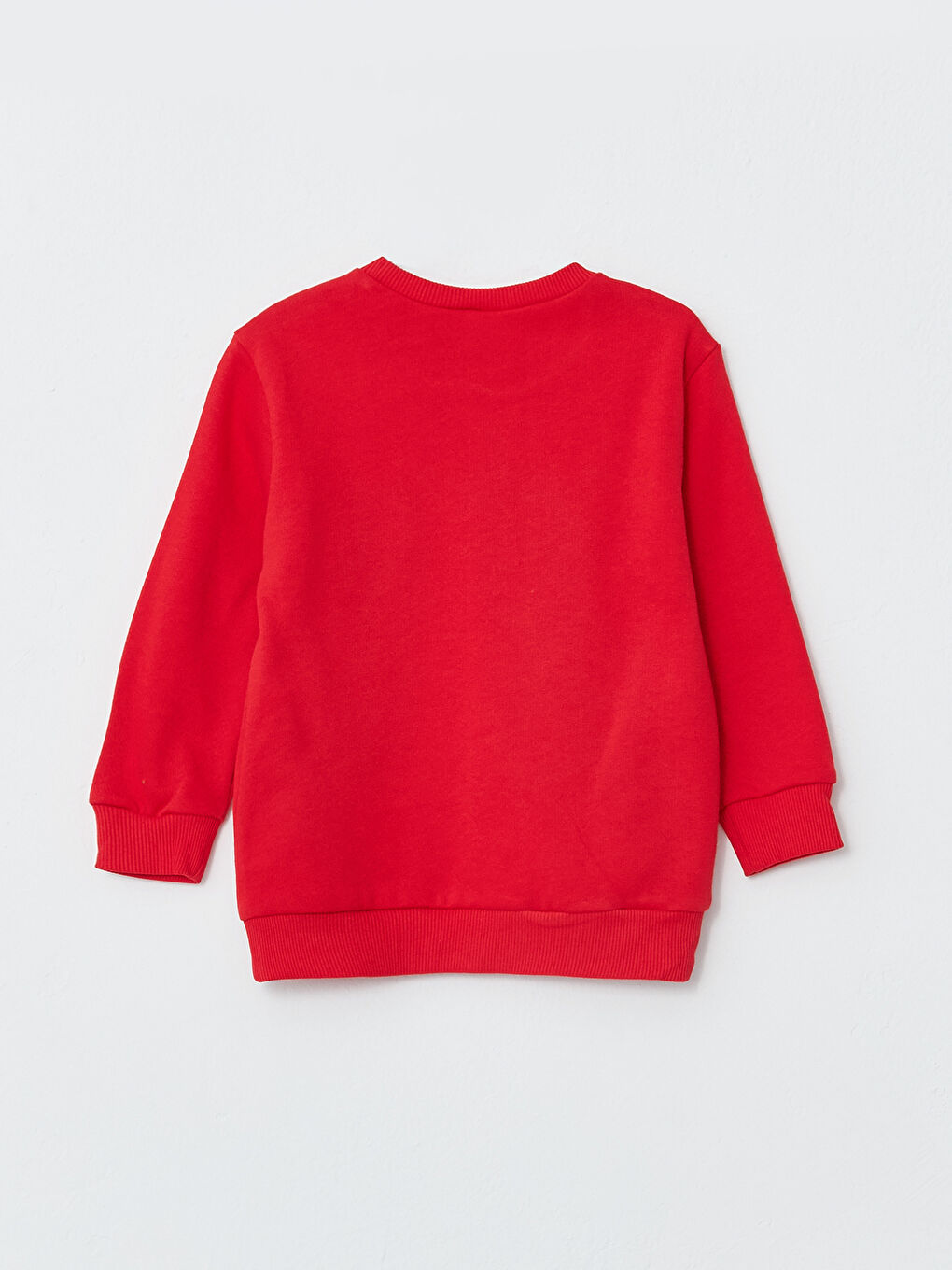 Kırmızı Bisiklet Yaka Uzun Kollu Nakış Detaylı Erkek Bebek Sweatshirt-1