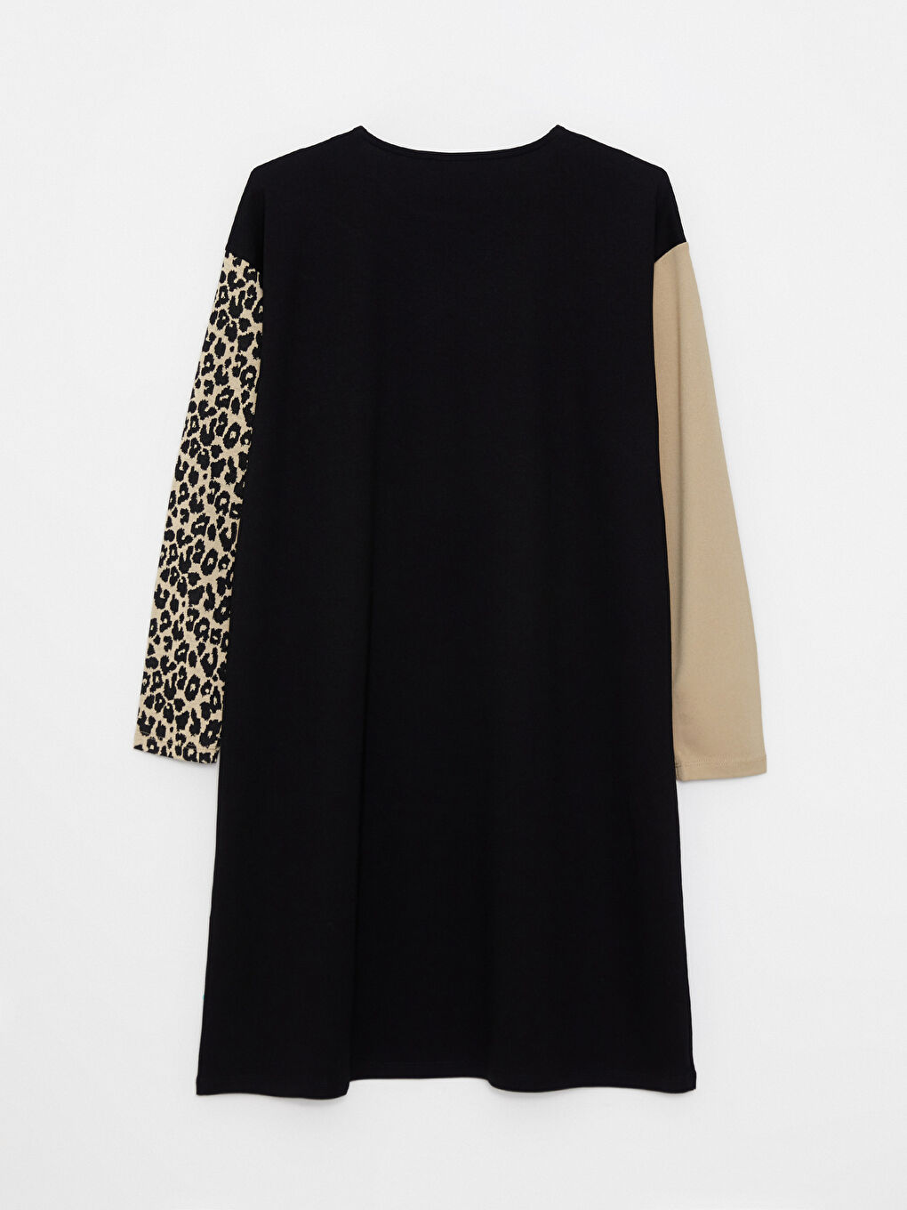 LCWAIKIKI Classic Crew Neck Patterned Long Sleeve Dress -W2CH58Z8-CVL