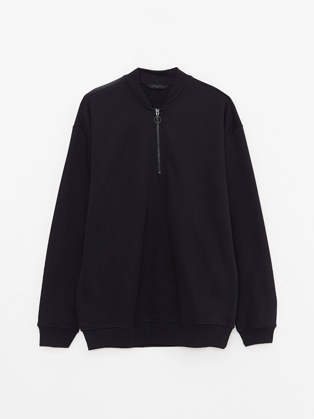 Siyah Dik Yaka Erkek Sweatshirt-5