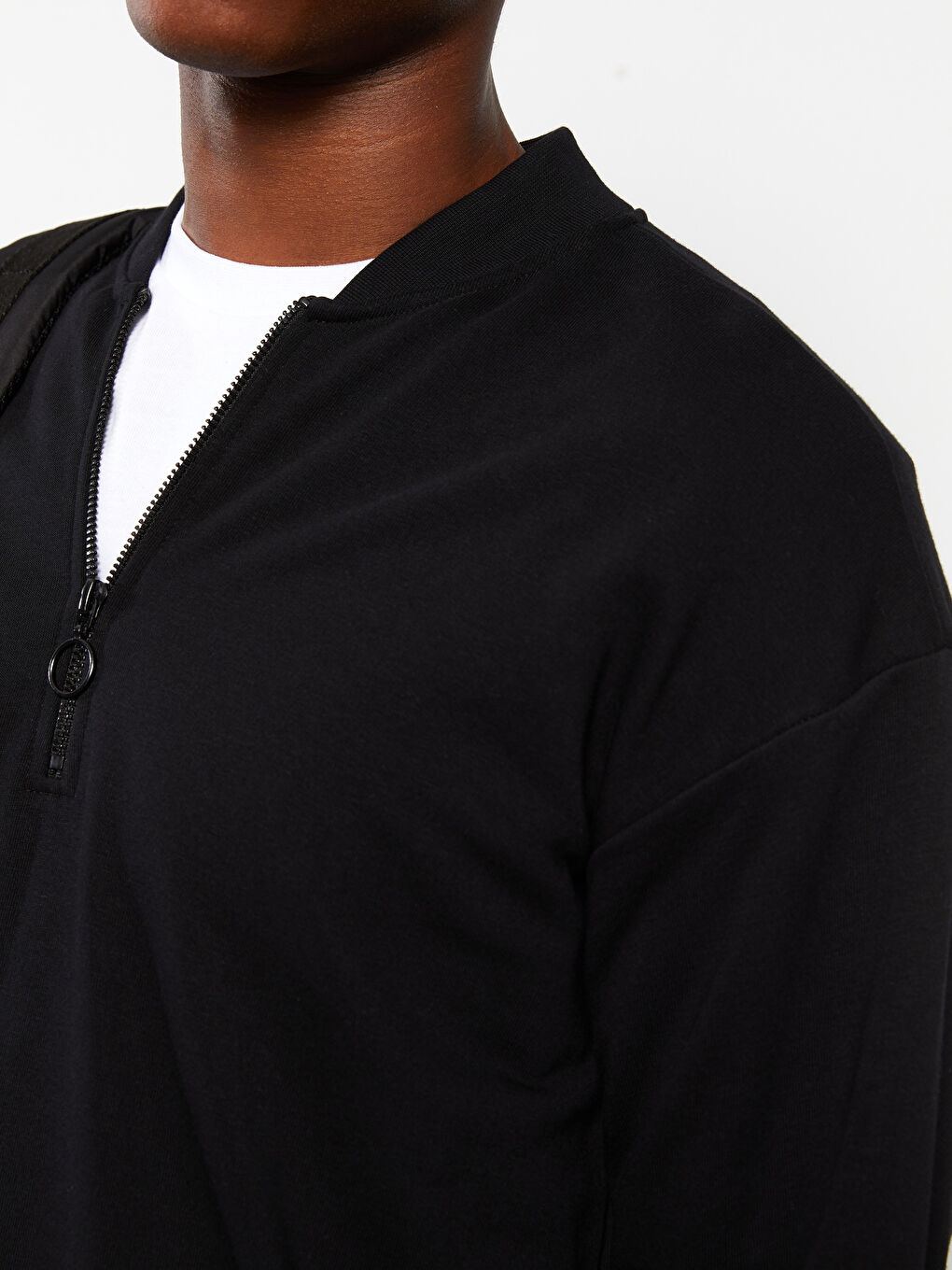 Siyah Dik Yaka Erkek Sweatshirt-3