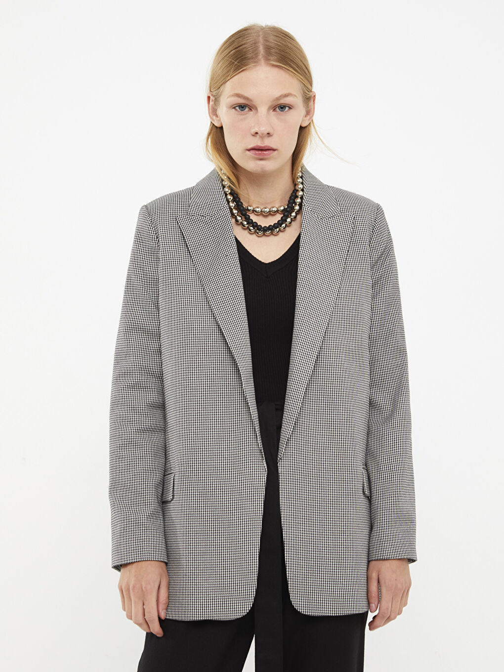 LCW Vision Gemusterte Langarm-Blazerjacke für Damen -W2CI53Z8-LKX