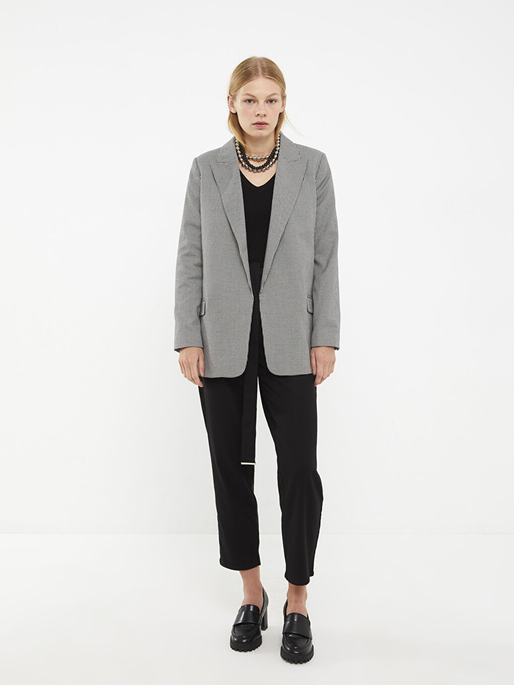 LCW Vision Gemusterte Langarm-Blazerjacke für Damen -W2CI53Z8-LKX