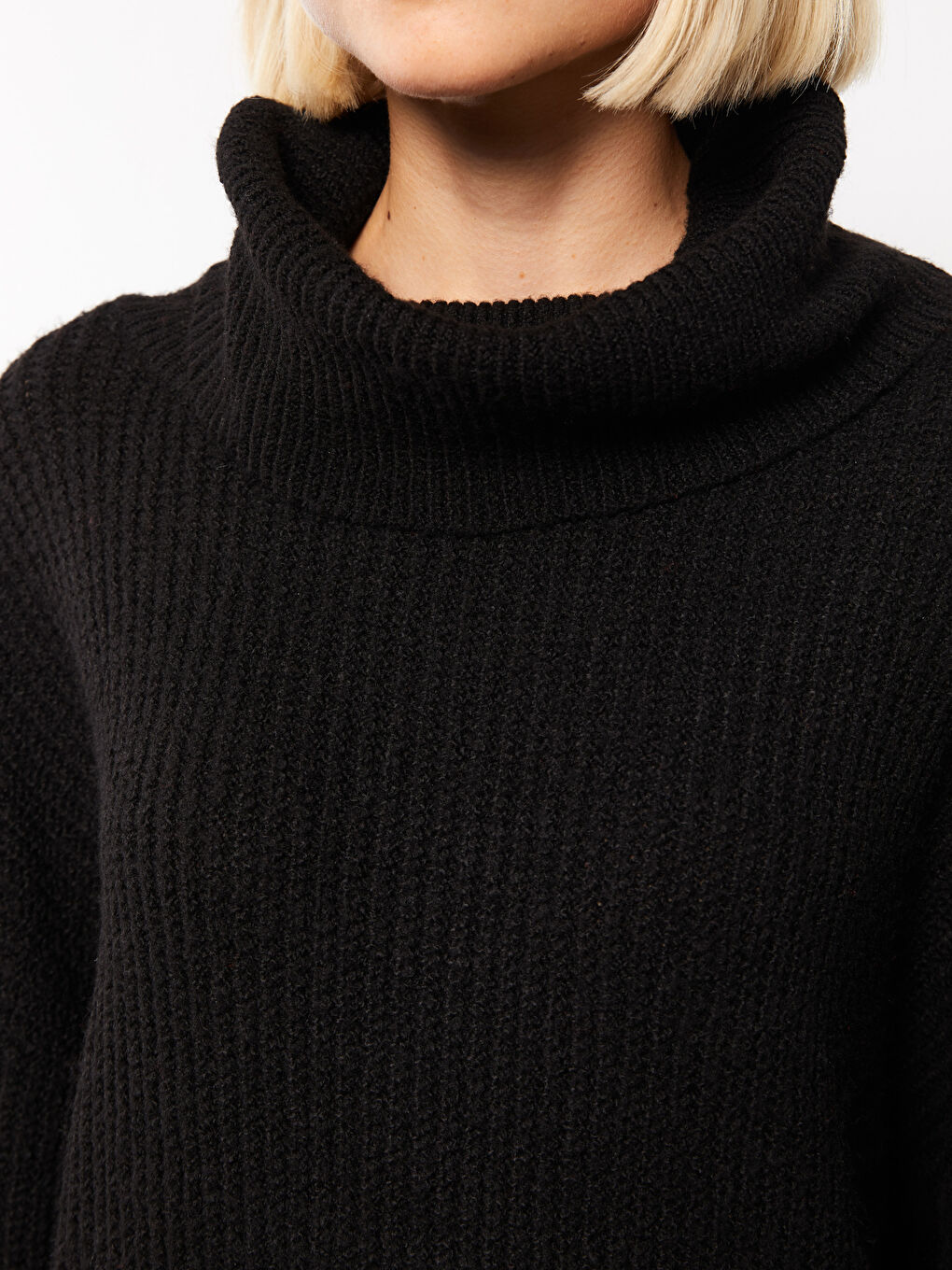 تونيك تريكو كم طويل سادة بياقة هاي نيك للسيدات-3