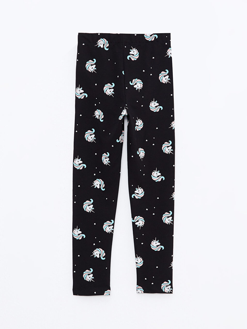 Siyah Beli Lastikli Baskılı Pamuklu Kız Çocuk Uzun Tayt-1