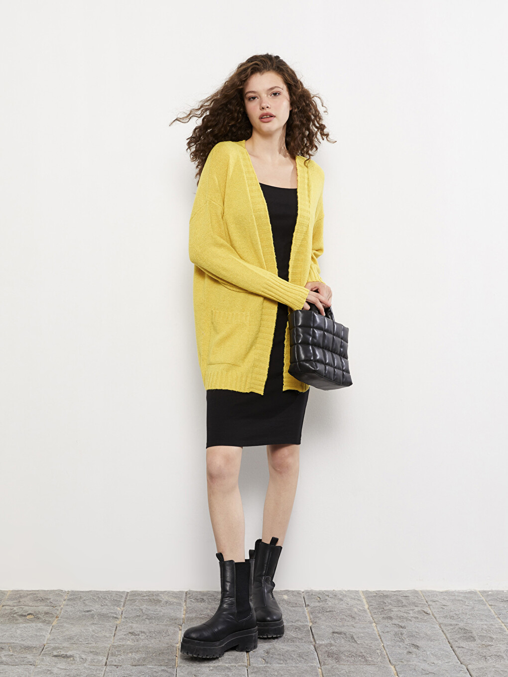 LCW Vision Shawl Collar Plain Long Sleeve Women's Knitwear