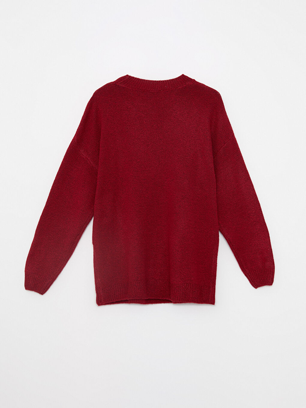 Kırmızı Bisiklet Yaka Düz Uzun Kollu Kadın Triko Kazak-6