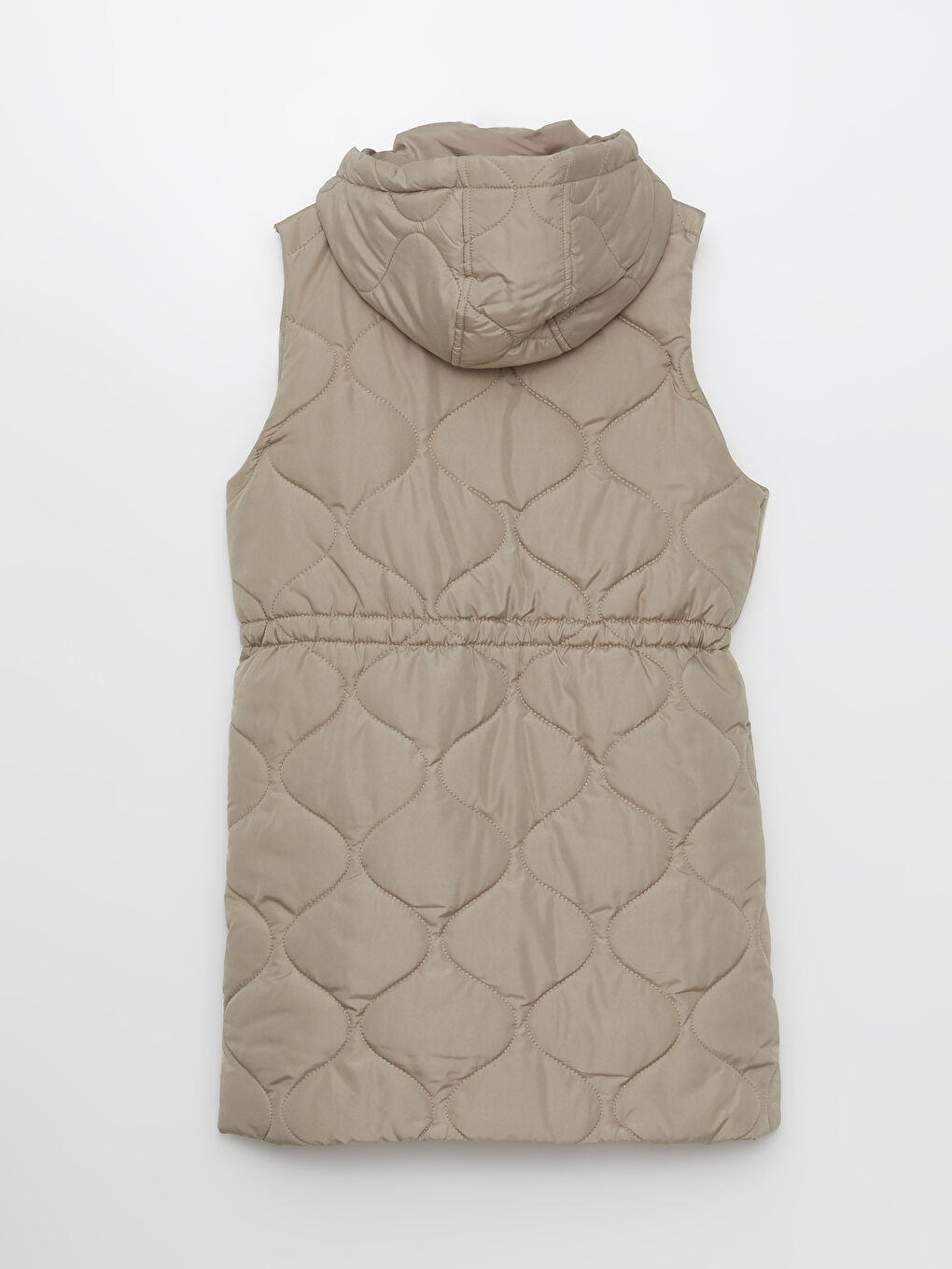 Kahverengi Kapüşonlu Kendinden Desenli Kadın Şişme Yelek-9