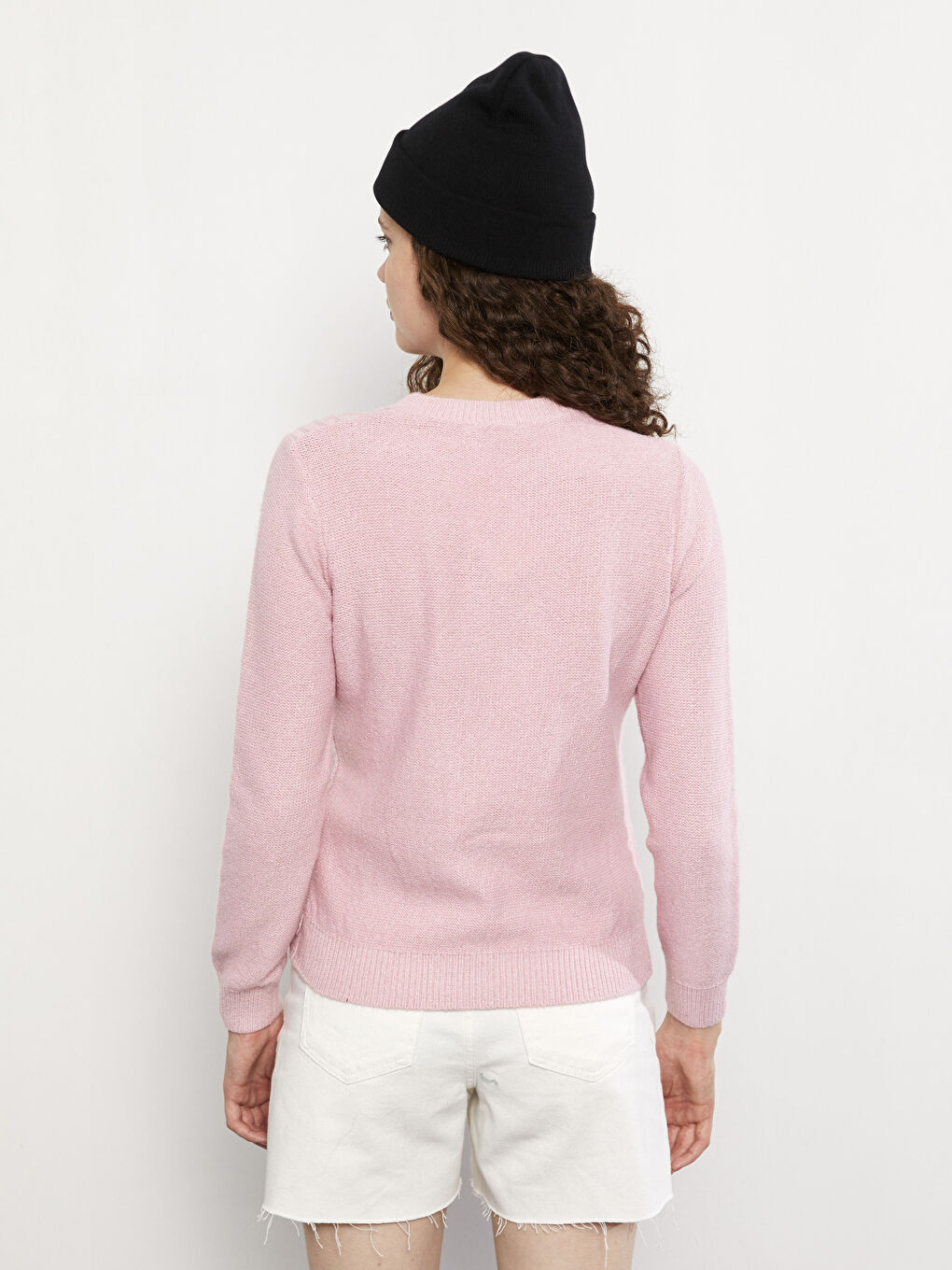 Crew Neck Self Patterned Long Sleeve Women's Knitwear Sweater-4
