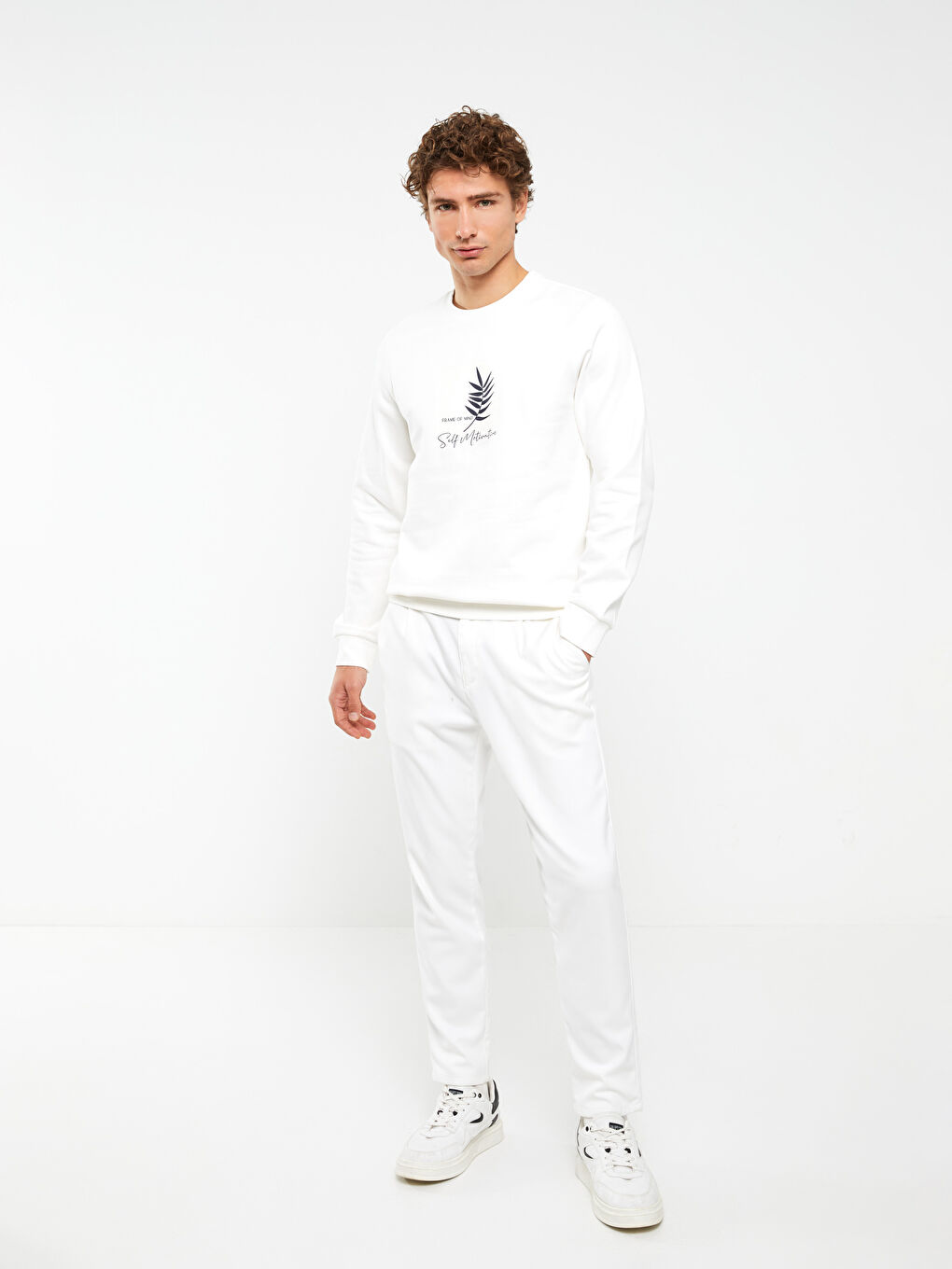 Crew Neck Printed Men's Thick Sweatshirt-2
