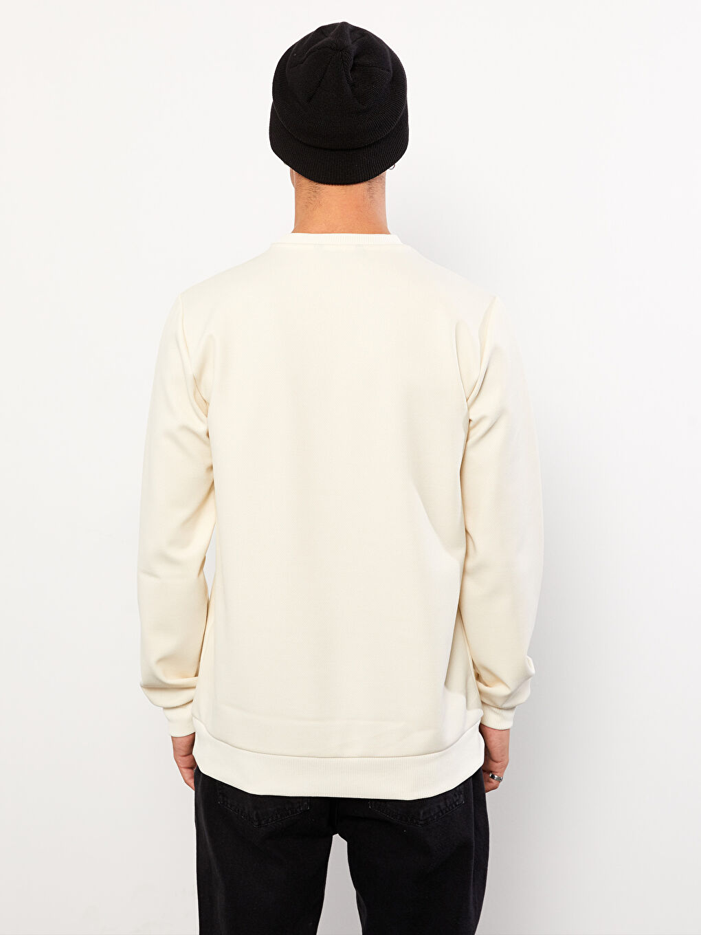 Gri Bisiklet Yaka Uzun Kollu Erkek Sweatshirt-4