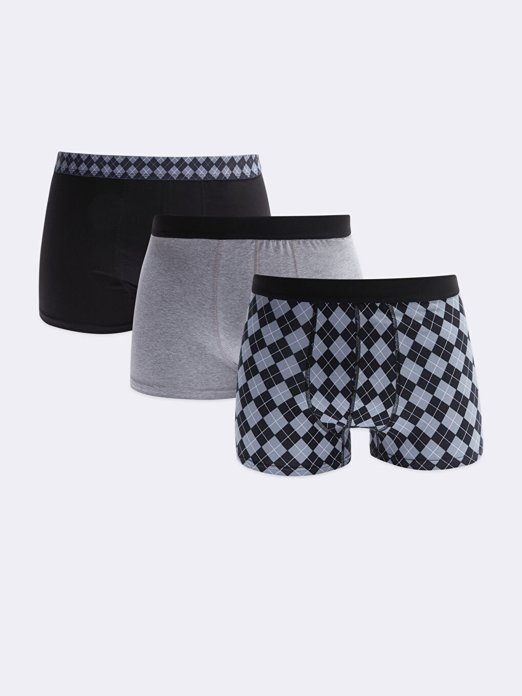 Siyah Standart Kalıp Pamuklu Esnek Erkek Boxer 3'lü