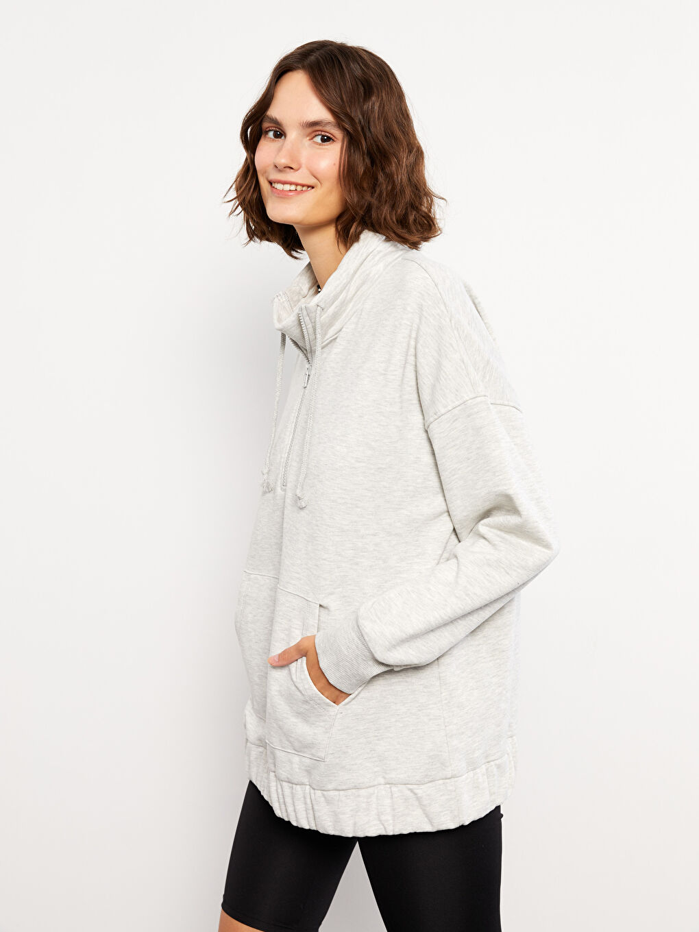 LCW Vision Stehkragen Schlichtes Dickes Sweatshirt für Damen -W2CJ71Z8-CY9