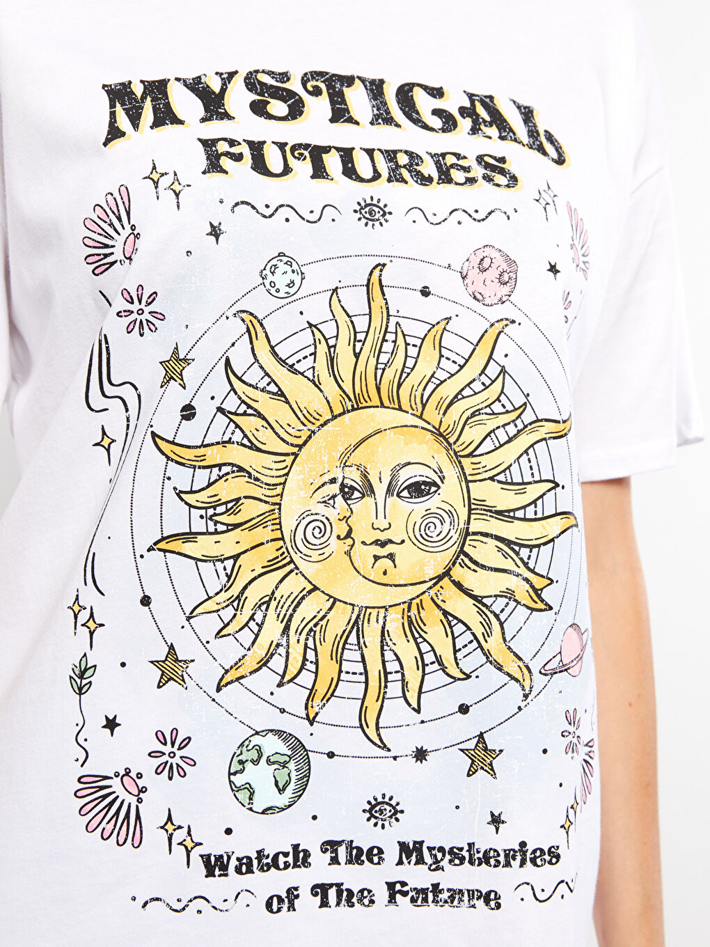 Crew Neck Printed Short Sleeve Cotton Women's T-shirt-2