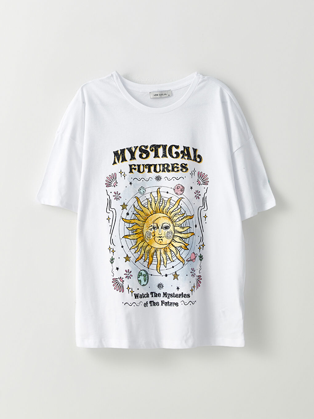 Crew Neck Printed Short Sleeve Cotton Women's T-shirt-4