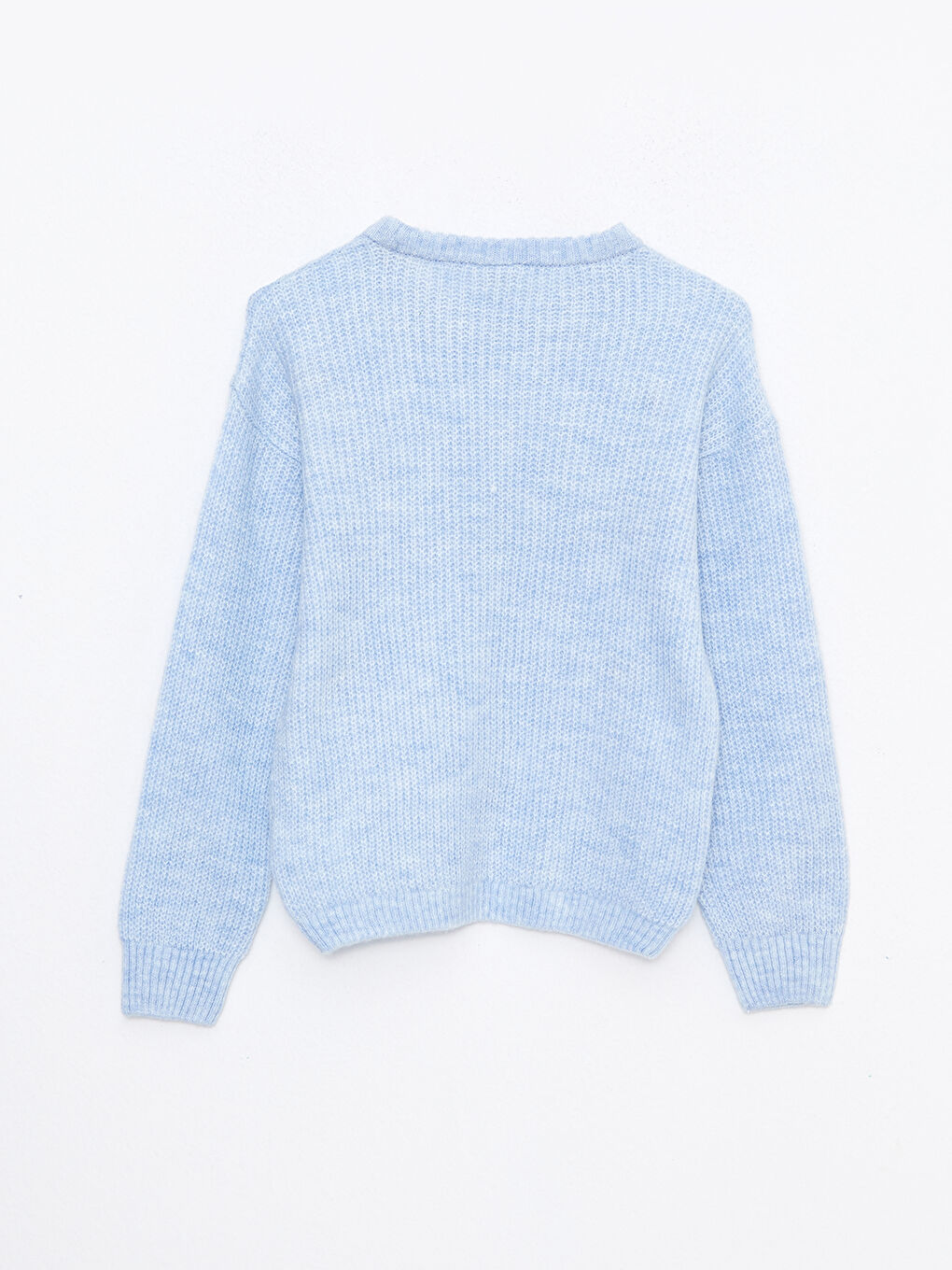 Mavi Bisiklet Yaka Desenli Uzun Kollu Kız Çocuk Triko Kazak-1