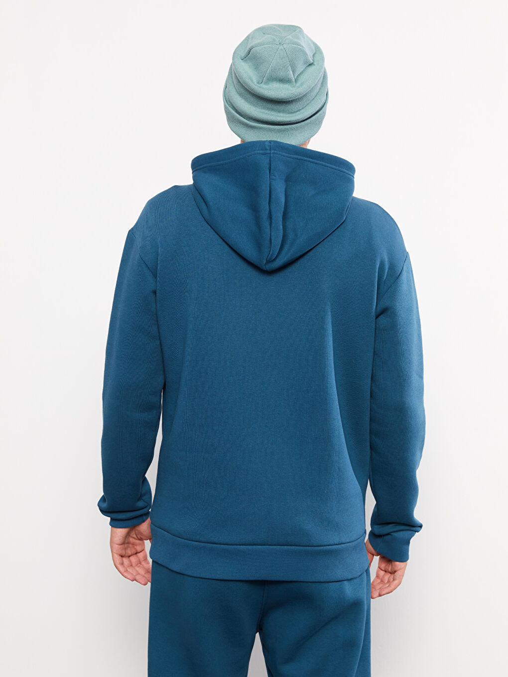 XSIDE Petrol Oversize Uzun Kollu Baskılı Erkek Hoodie - 4