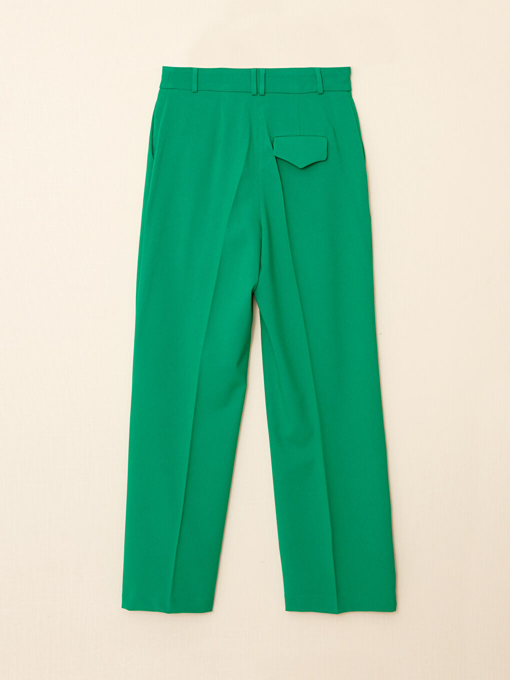 Yeşil Kadın Yüksek Bel Rahat Kalıp Düz Pantolon-8