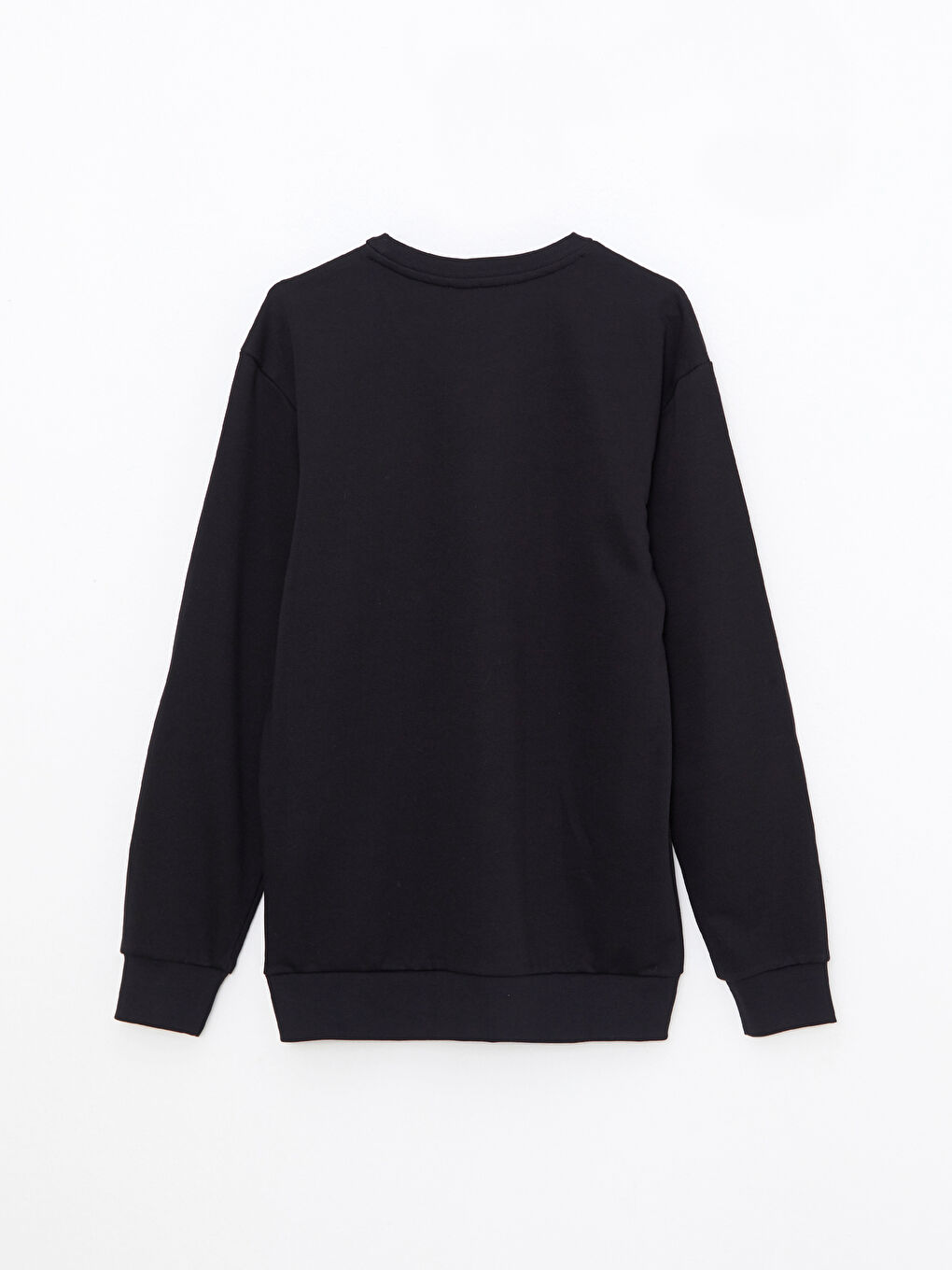 Siyah Bisiklet Yaka Baskılı Erkek Kalın Sweatshirt-5