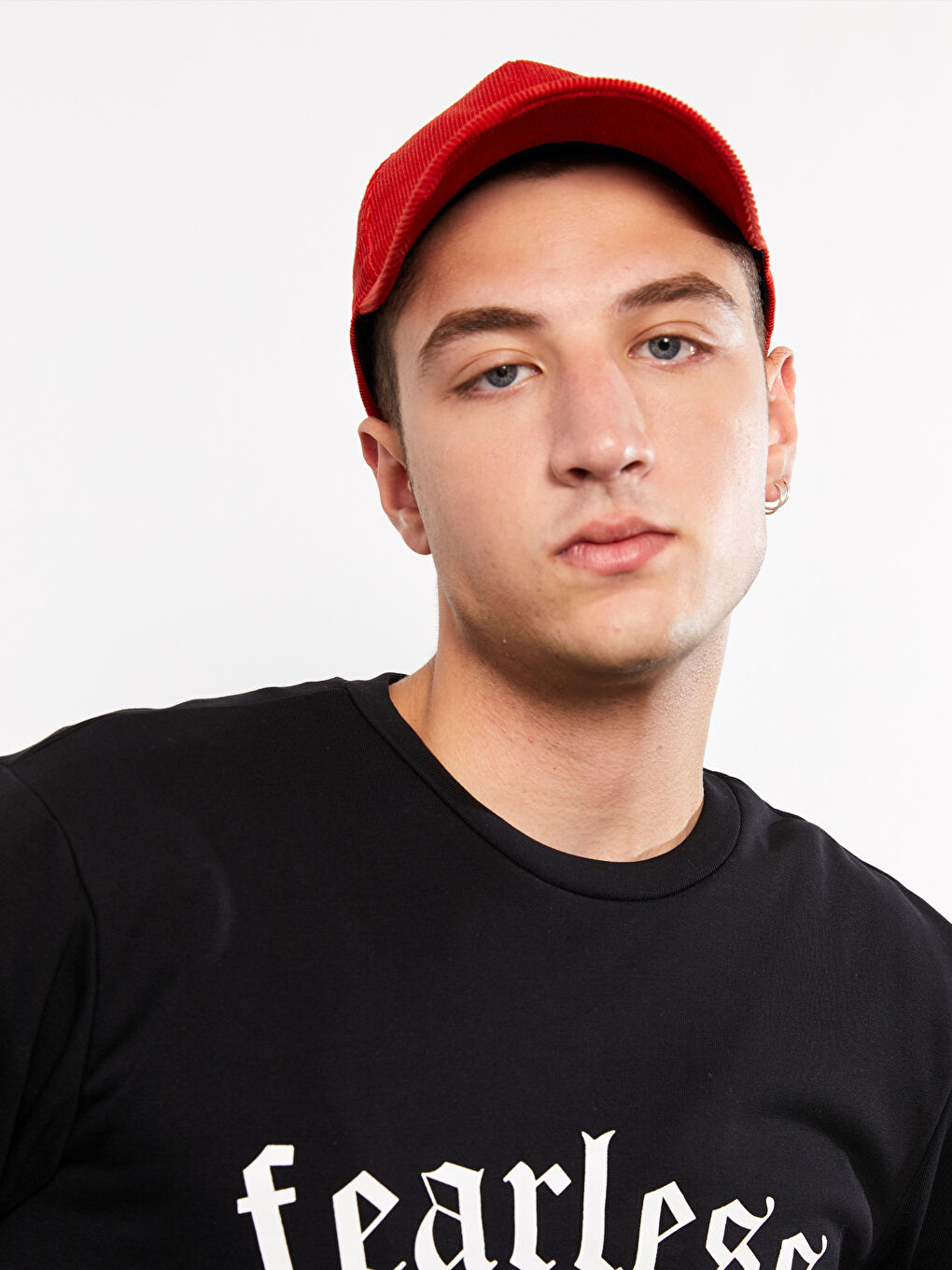 Siyah Bisiklet Yaka Baskılı Erkek Kalın Sweatshirt-2