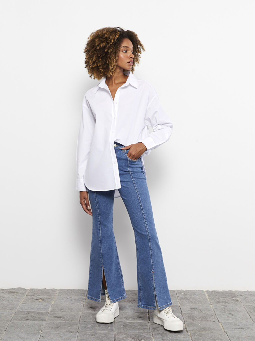 İndigo Mars Flare Kadın Jean Pantolon-1