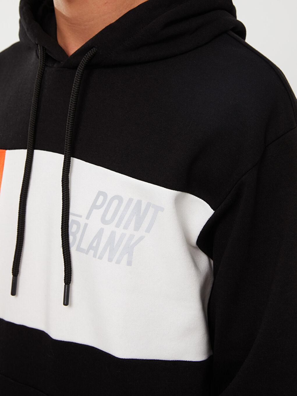 LCW Casual Yeni Siyah Uzun Kollu Renk Bloklu Erkek Hoodie - 3