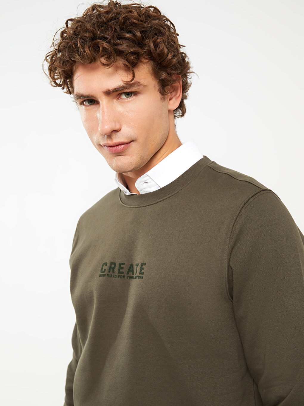 Crew Neck Printed Men's Thick Sweatshirt-1