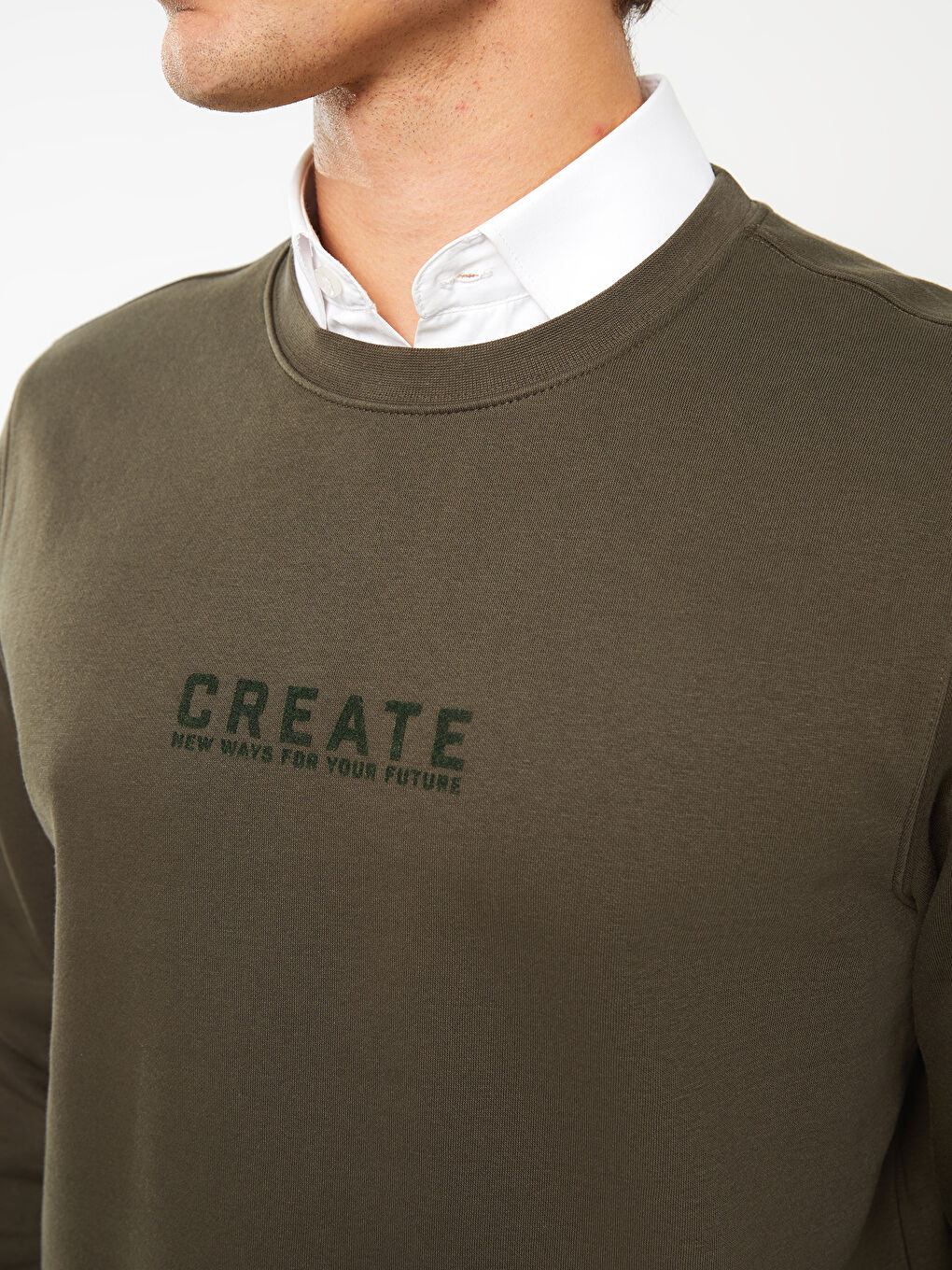 Crew Neck Printed Men's Thick Sweatshirt-3