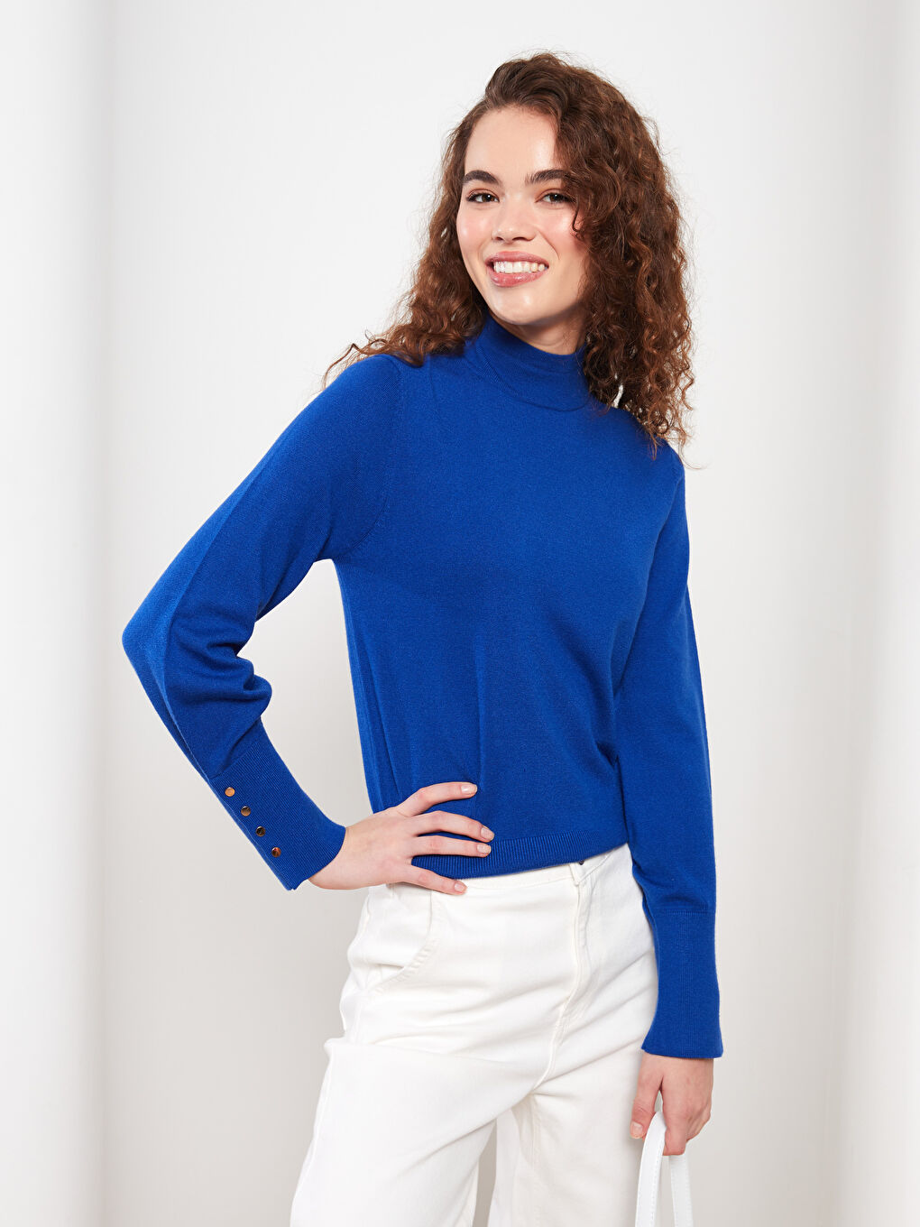 Funnel Neck Women's Knit Sweater-1