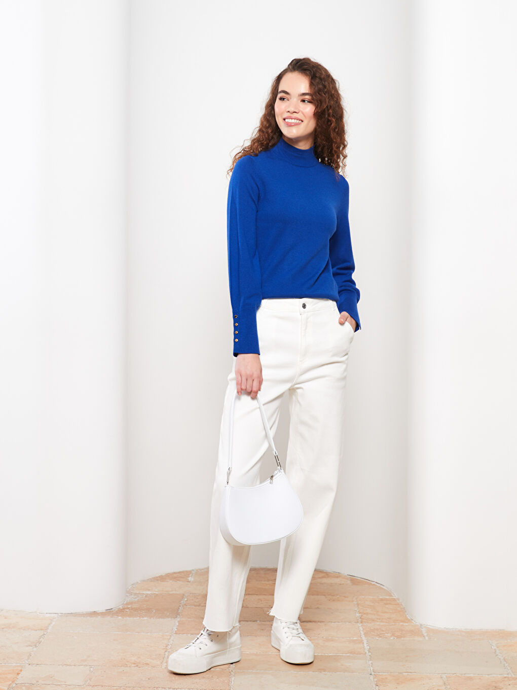 Funnel Neck Women's Knit Sweater-2